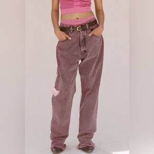 ARIES Acid Wash Batten Jeans in Rose-Pink, NEW, Size 32